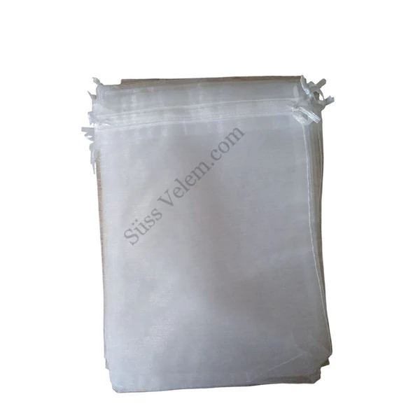 12*17 cm-es fehér organza tasak 12 db