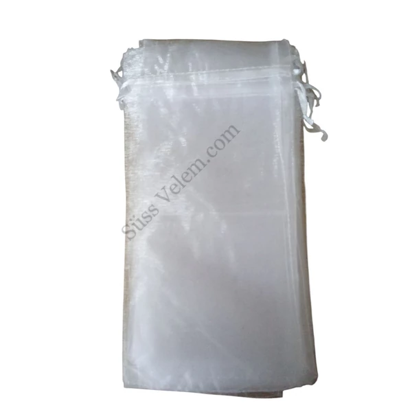12*21 cm-es fehér organza tasak 12 db