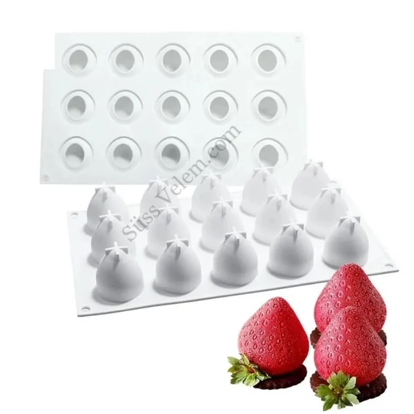 15 adagos eper alakú szilikon mousse forma