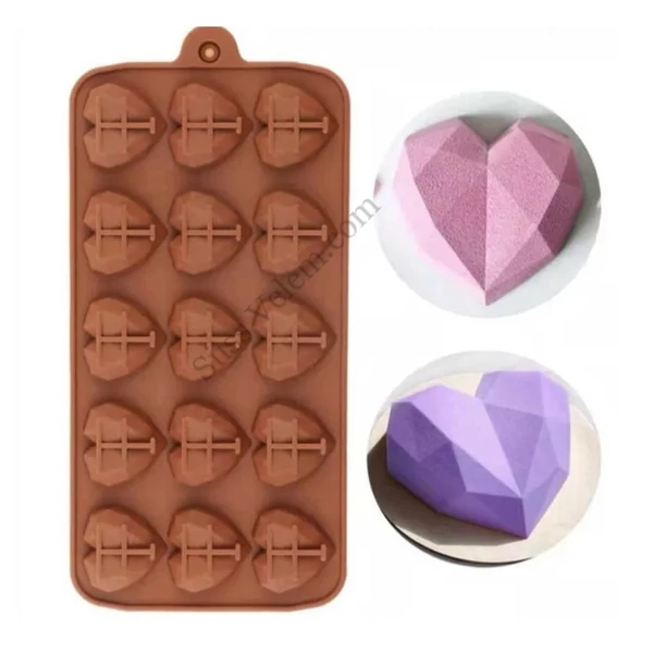 15 adagos gyémánt szív szilikon bonbon forma