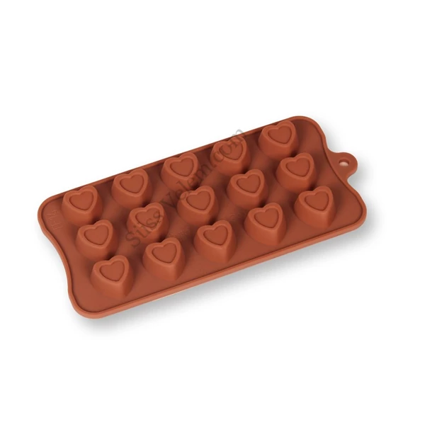 Szív alakú szilikon bonbon forma tetején tölthető üreggel