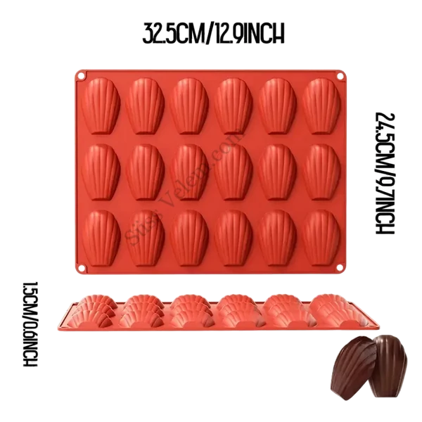 18 adagos szilikon madeleine sütőforma (nagy formák)