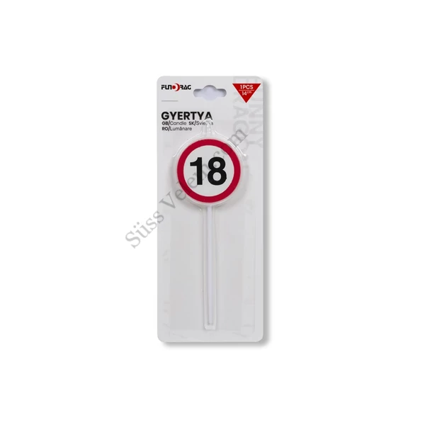 18-as tábla szülinapi tortagyertya