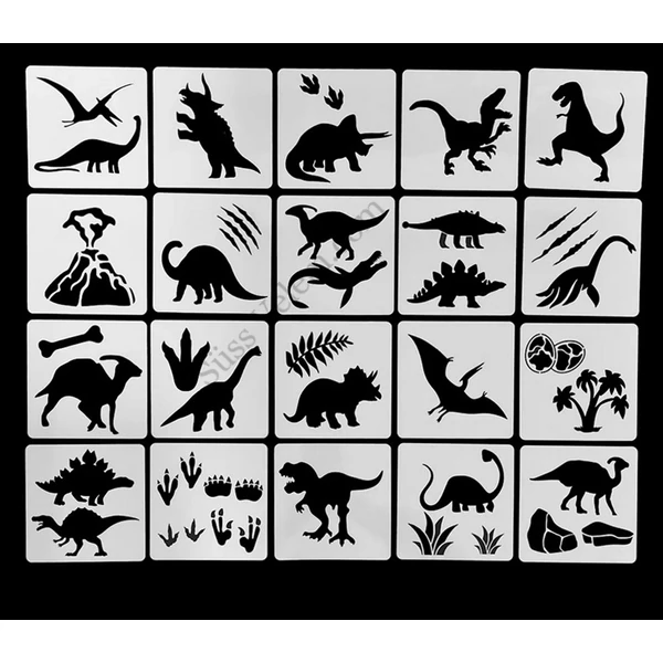 20 db-os dinoszaurusz mintás tortastencil szett