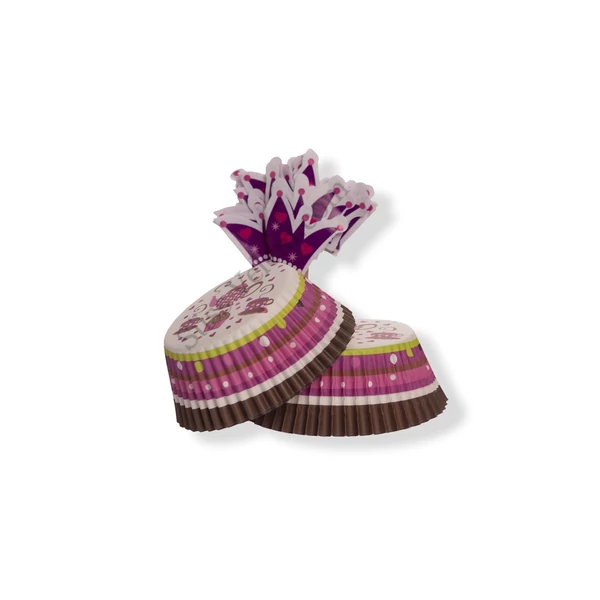 24 adagos teáskészlet mintás muffin papír és koronás muffin díszítő készlet