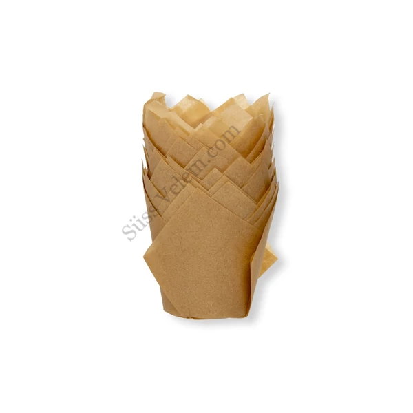 12 db 5 cm átmérőjű barna tulipános muffin papír