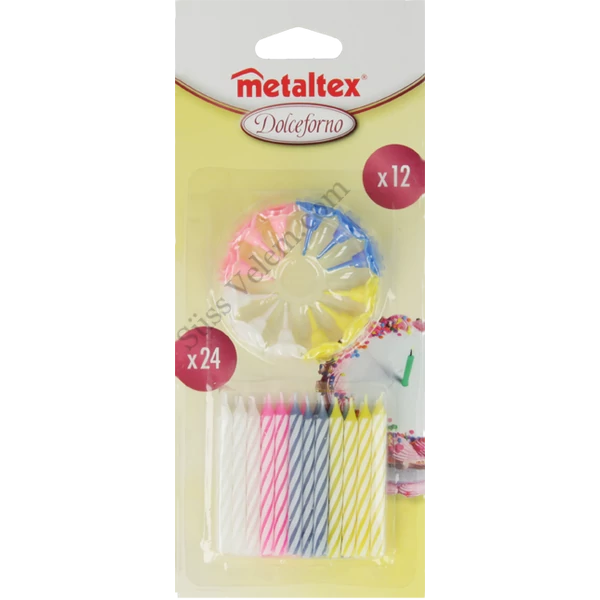 24 db Metaltex tortagyertya tartóval