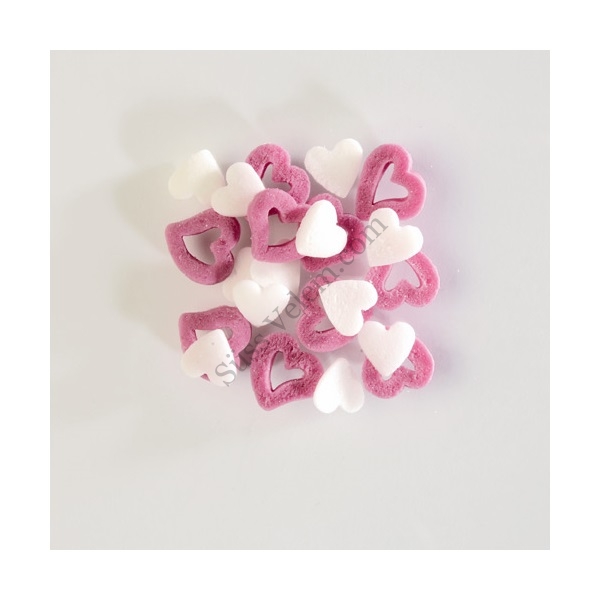 250 g rózsaszín és fehér szív alakú cukorkonfetti tortadekor