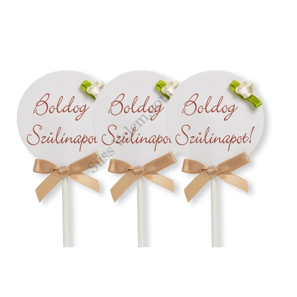 3 részes kerek Boldog Szülinapot tortabeszúró készlet