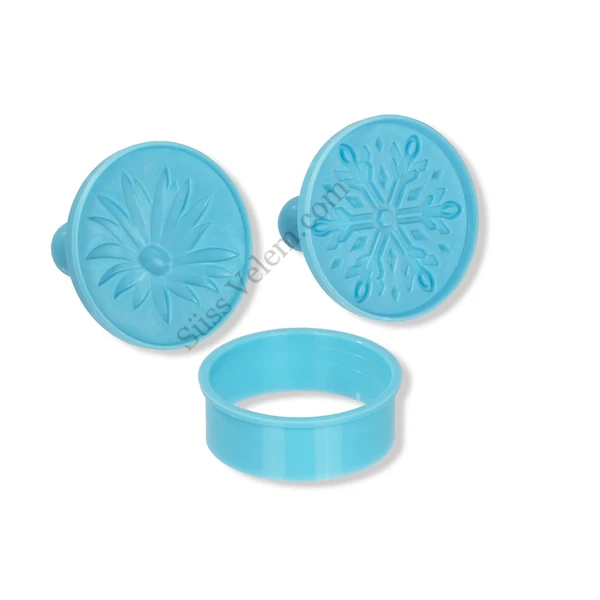 3 részes margaréta és hópehely mintás műanyag sütipecsét szett kiszúróval