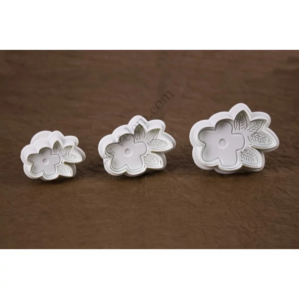 3 részes virág levéllel rugós fondant kiszúró készlet