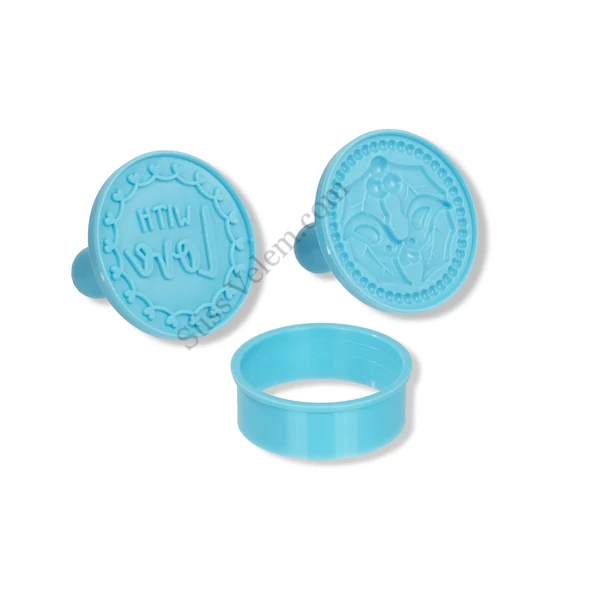 3 részes „with love” műanyag sütipecsét szett kiszúróval