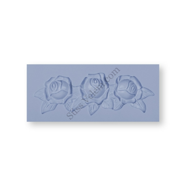 3 rózsa levéllel szegélydísz készítő szilikon fondant forma