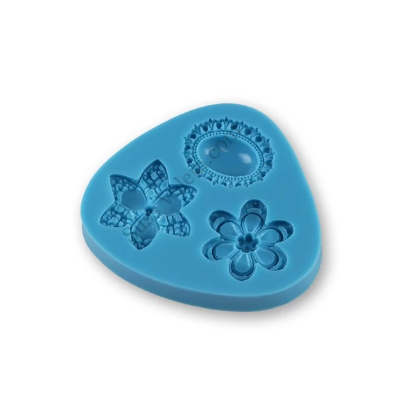 3 virágos bross fondant szilikon forma