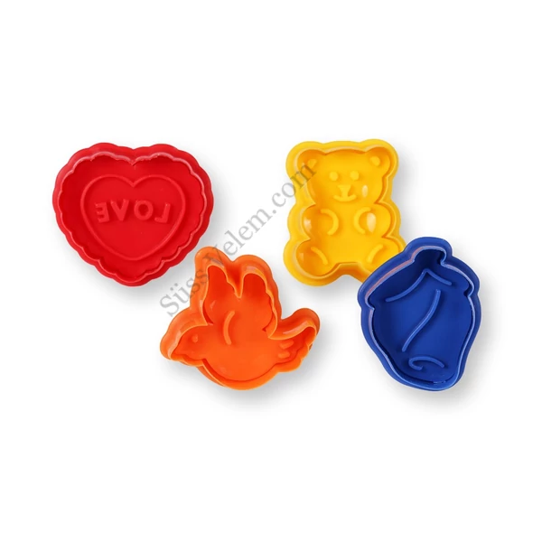 4 részes LOVE & Bear rugós fondant kiszúró készlet