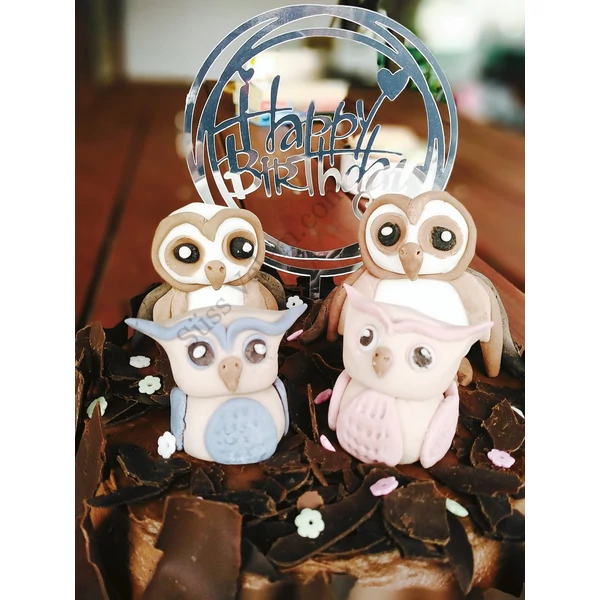 Ezüst szíves Happy Birthday tortadísz