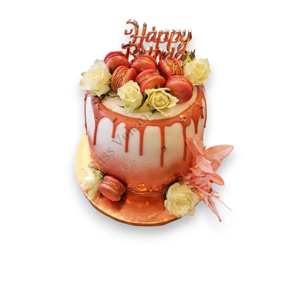 Rosegold színű műanyag Happy Birthday beszúró tortadísz
