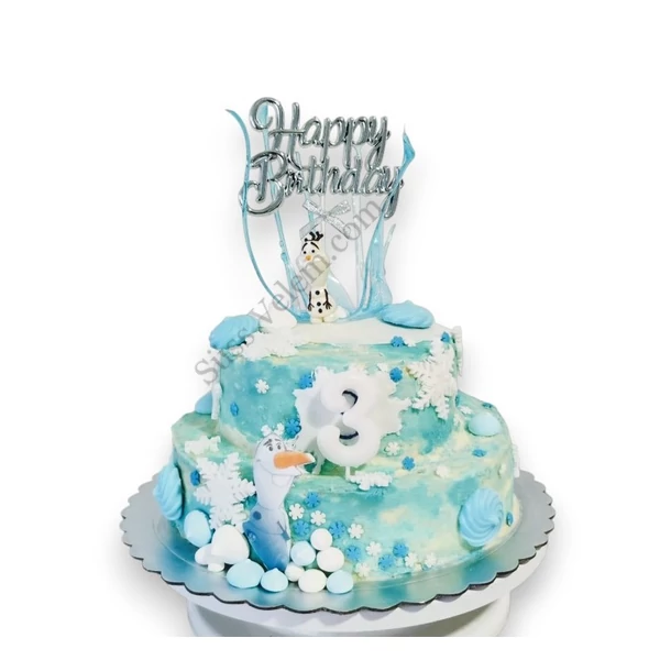Ezüst színű műanyag Happy Birthday beszúró tortadísz
