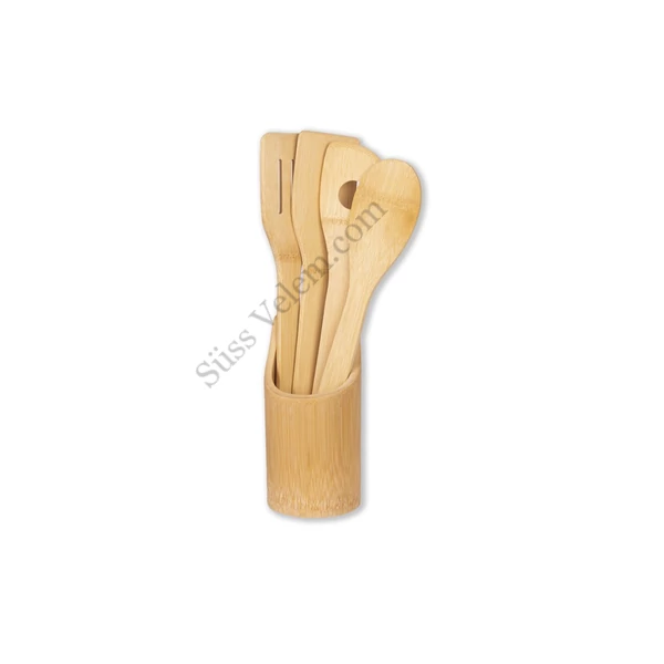 5 részes bambusz fakanál készlet tartóval Excellent Houseware