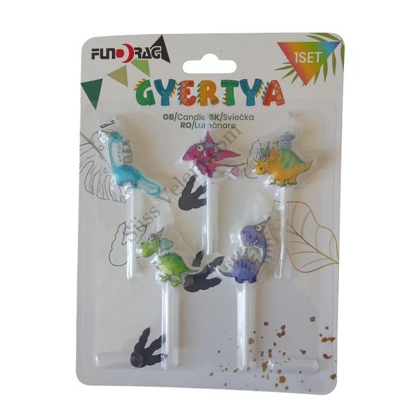5 részes dinoszauruszos tortagyertya szett