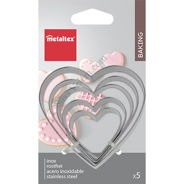 5 részes fém szív süti kiszúró Metaltex