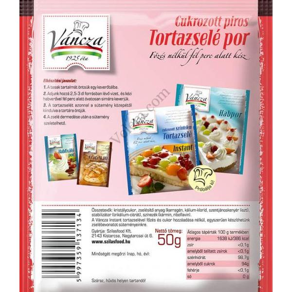 50 g Váncza piros instant tortazselé