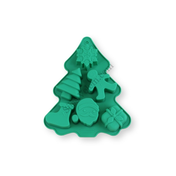 6 adagos fenyőfa alakú karácsonyi szilikon muffin forma