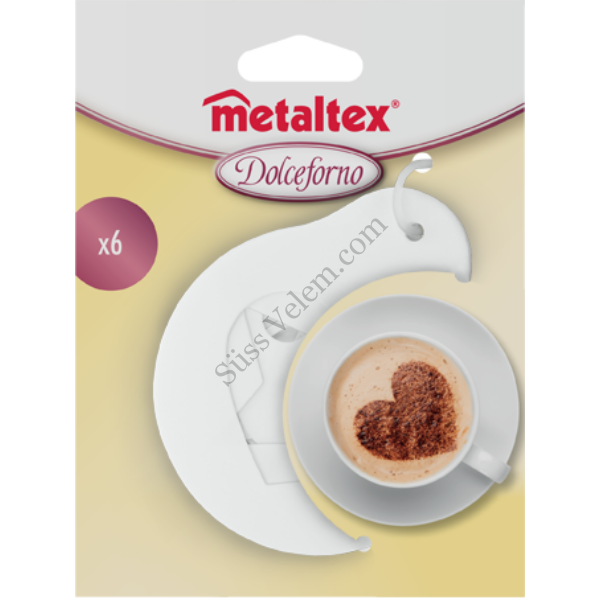6 részes műanyag Metaltex kávé díszítő sablon készlet