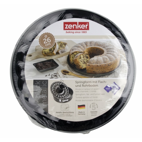 26 cm-es Zenker Black Metallic kapcsos tortaforma kuglóf betéttel