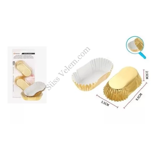 Arany hosszúkás muffin papír 3,5*7 cm 20 db