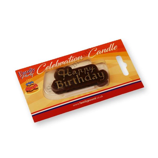 Barna-arany Happy Birthday gyertya