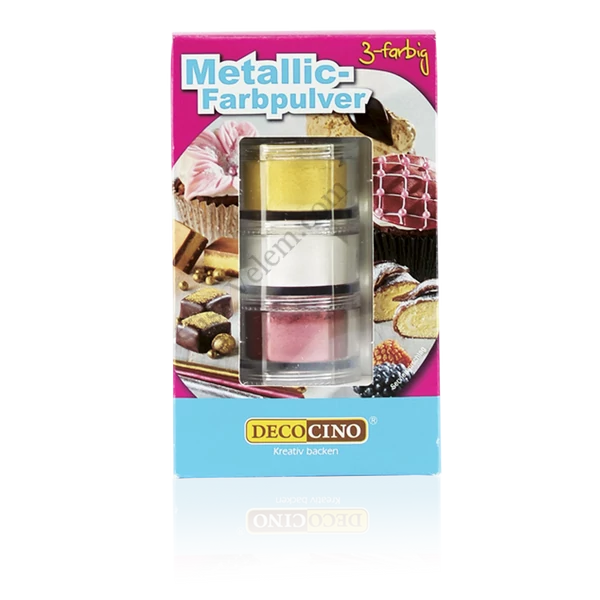 DecoCino ehető csillámpor készlet (arany, ezüst, bronz) 3*2g