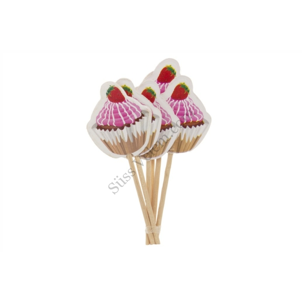 Epres cupcake alakú muffin díszítő pálcika 24 db