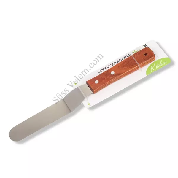 Fa nyelű hajlított spatula, kenőkés 27 cm