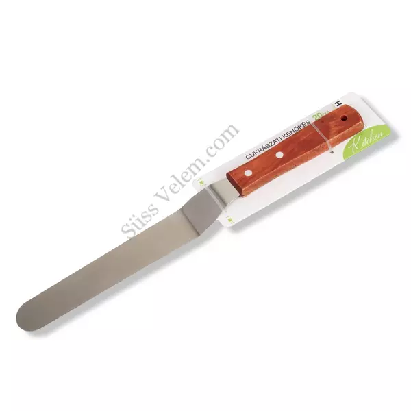 Fa nyelű hajlított spatula, kenőkés 31 cm