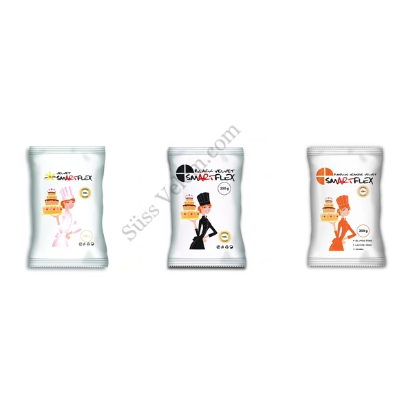 Smartflex fondant massza csomag tortadíszítéshez (fehér, fekete, narancs)