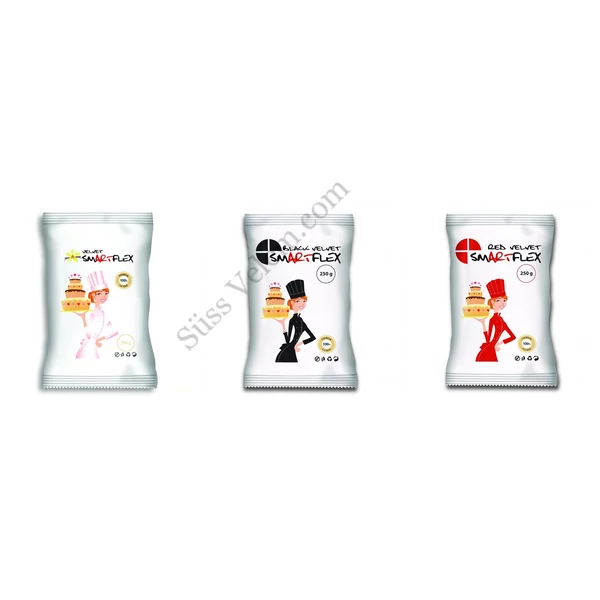 Smartflex fondant massza csomag tortadíszítéshez (fehér, fekete, piros)