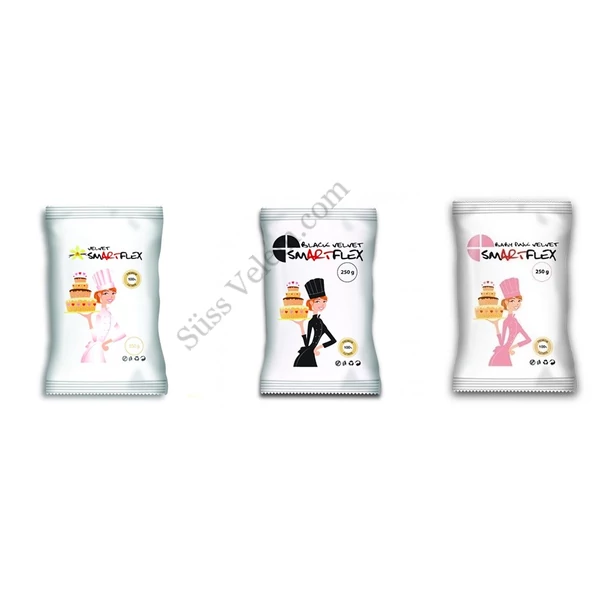 Smartflex fondant massza csomag tortadíszítéshez (fehér, fekete, rózsaszín)