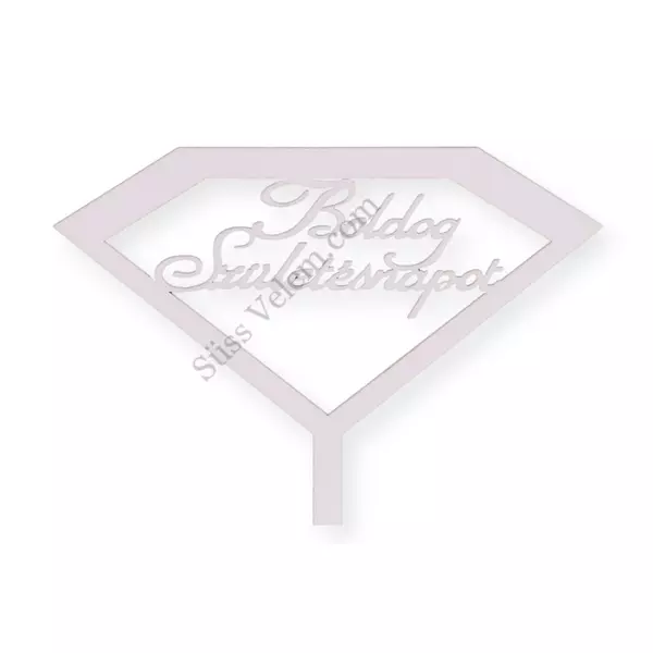 Fehér gyémánt alakú Boldog születésnapot feliratos sziluett tortadísz