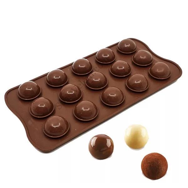3D Gömb Szilikon Bonbonforma – 15 Adagos Csokoládé és Desszert Készítő