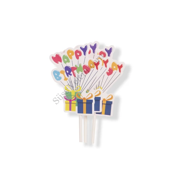 Happy Birthday feliratos ajándékcsomagos 6 részes tortabeszúró készlet