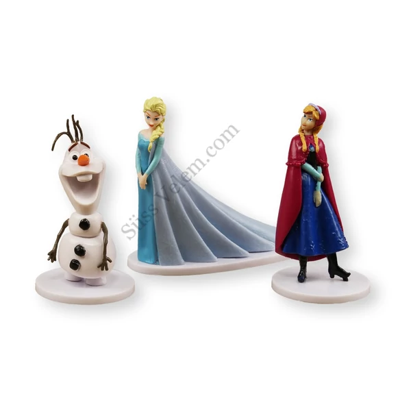 Jégvarázs tortadíszítő figurák 3 db (Elsa, Anna, Olaf)