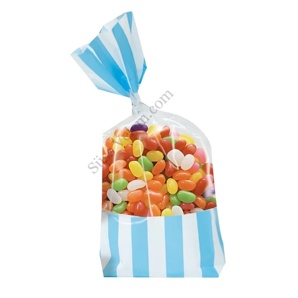 2 db 9*28 cm-es kék fehér csíkos celofán tasak