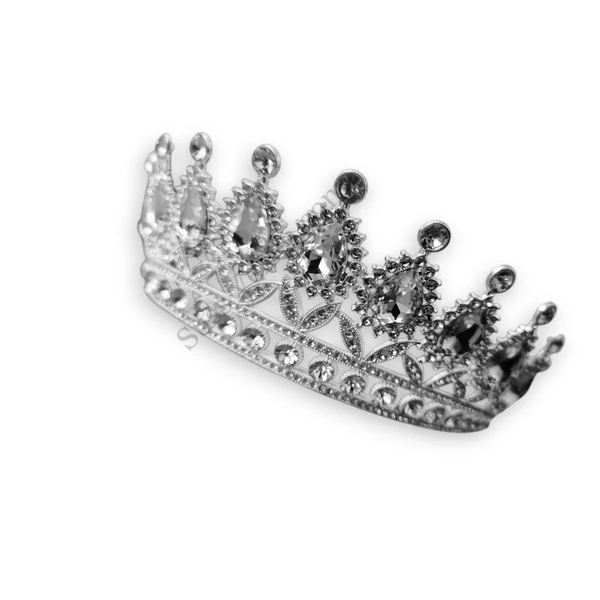 Kövekkel kirakott ezüst színű tiara tortadísz (átmérő: 16 cm, 6,5 cm magas)