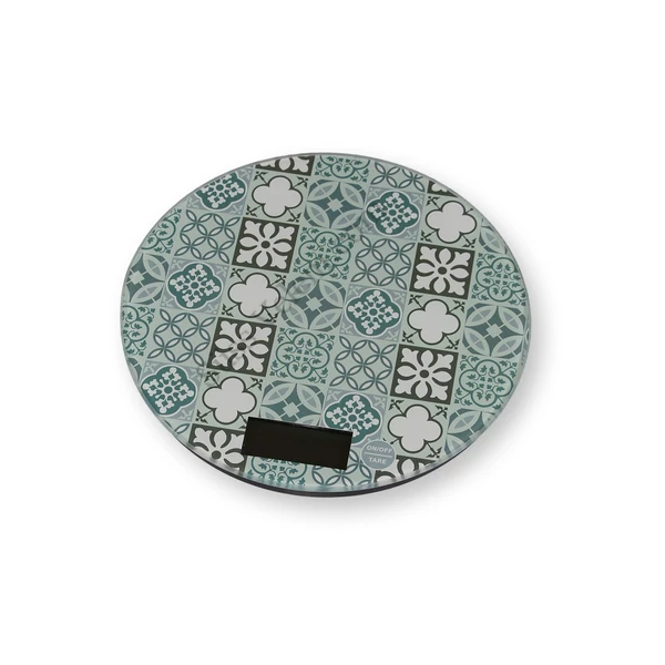 Mandala mintás kerek üveglapos digitális konyhai mérleg