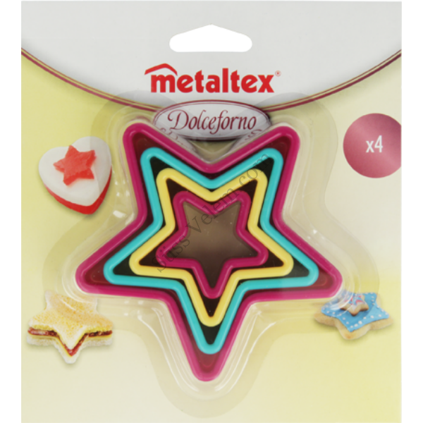 Metaltex 4 részes műanyag csillag alakú süti kiszúró készlet