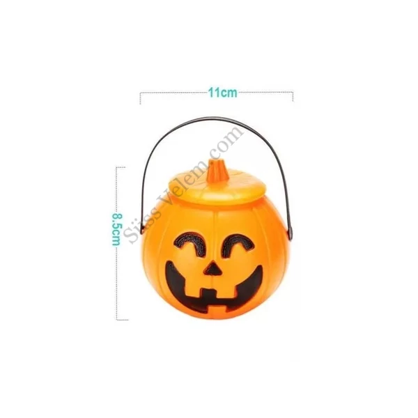 Műanyag édességgyűjtő vödör Halloween-ra "töklámpás" 10 cm