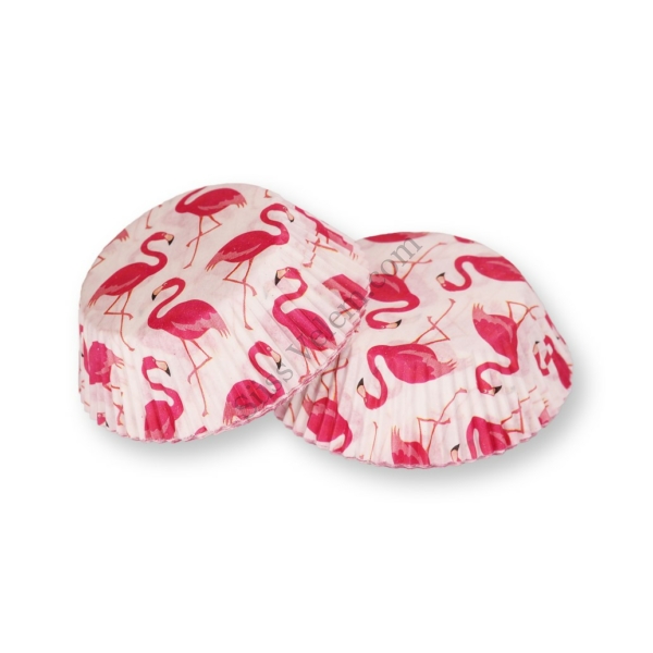 60 db rózsaszín flamingó mintás muffin papír