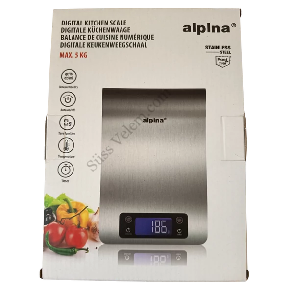 Rozsdamentes digitális mérleg Alpina