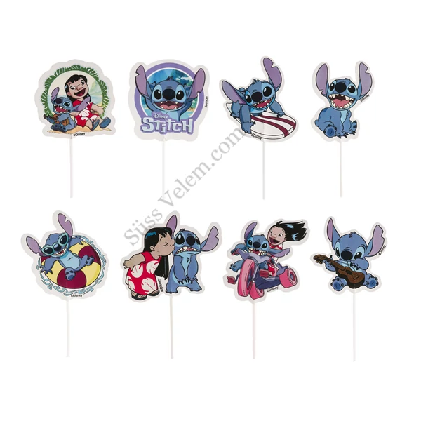 Stitch muffin díszítő pálcika 16 db
